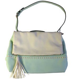 Mint Green / Baby Blue White Flap Shoulder Purse